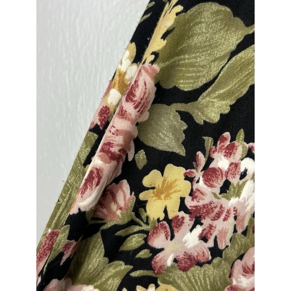 Vintage Connections Rose Floral Pleated Midi Skirt Sz Medium Pink Green Cottage - Picture 4 of 7